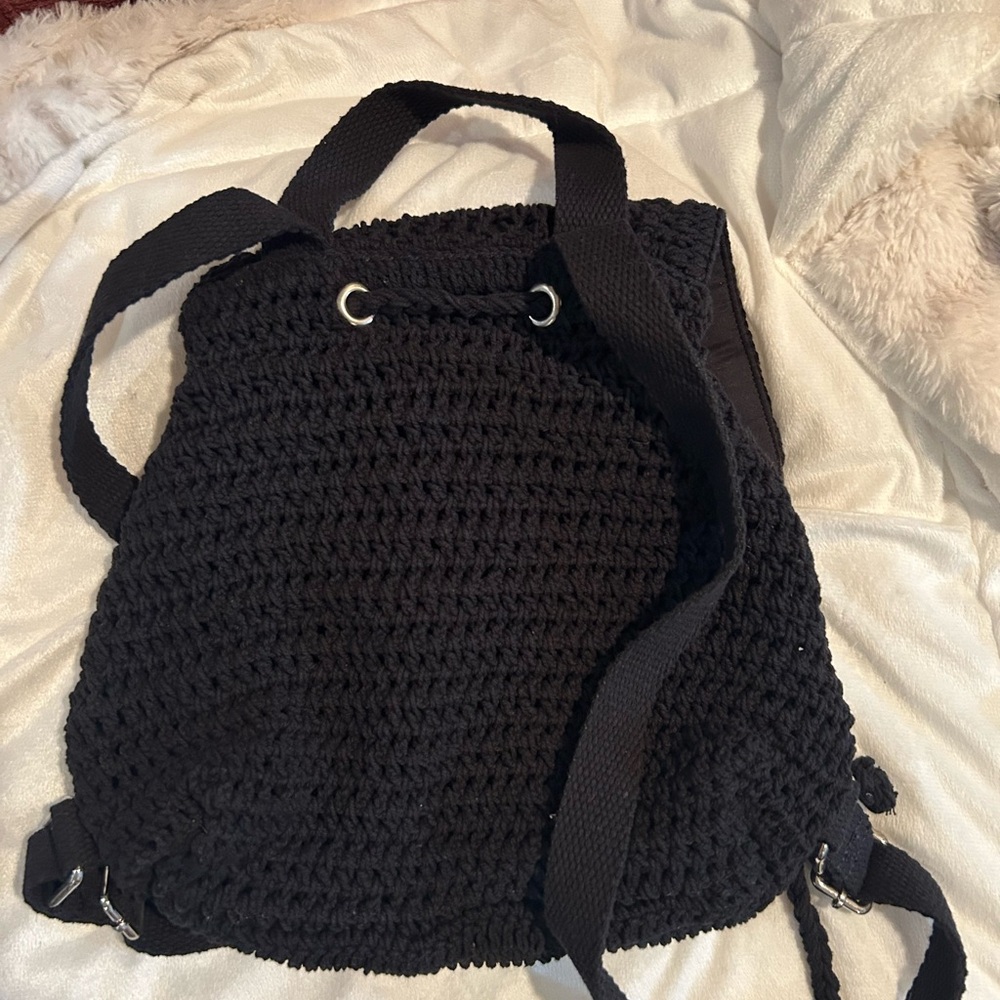 Black Crochet Backpack - Picture 2 of 3